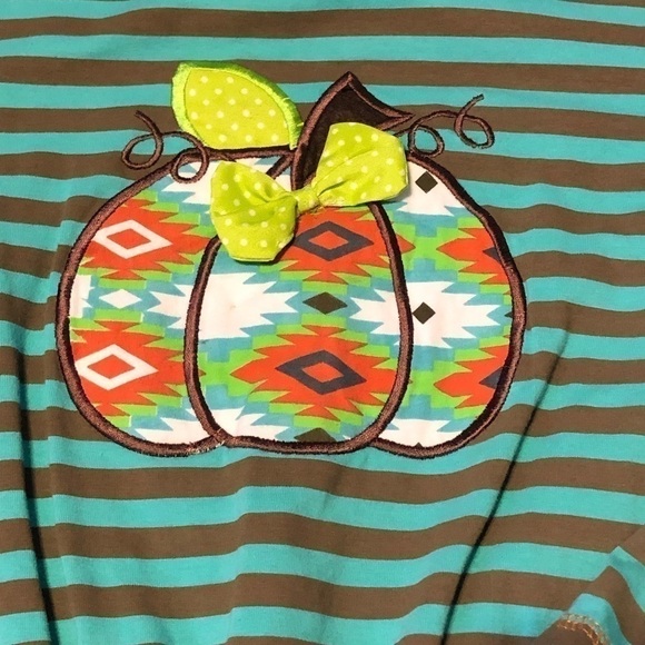 Ann Loren Long Sleeve Striped Pumpkin Girls Size 7/8 Shirt - Picture 4 of 9
